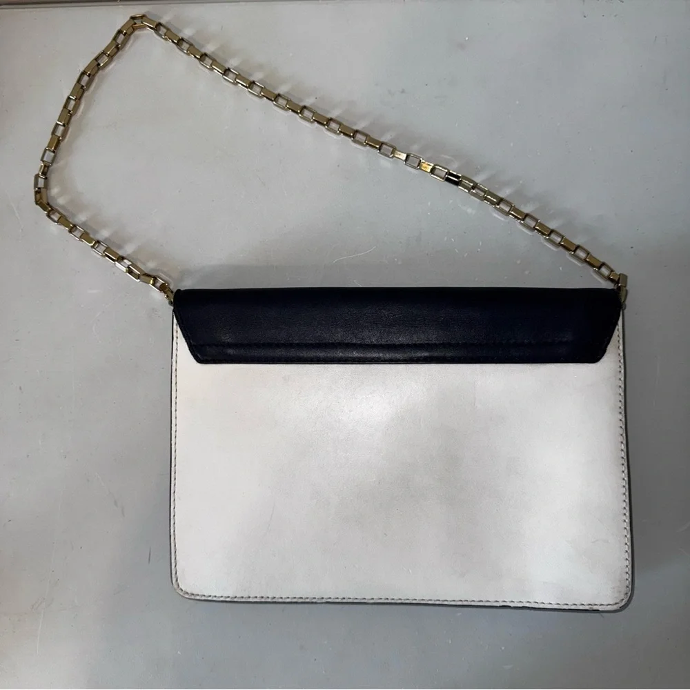 Kate Spade Post Street Madison Clutch Navy White Striped Nautical‎ Gold Chain
